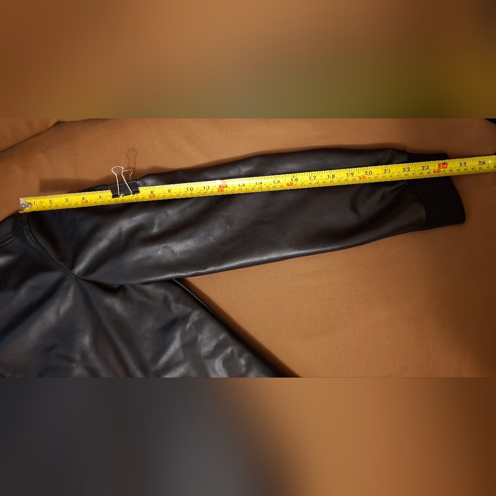 Zara Black Pleather Bomber Jacket - Picture 8 of 14
